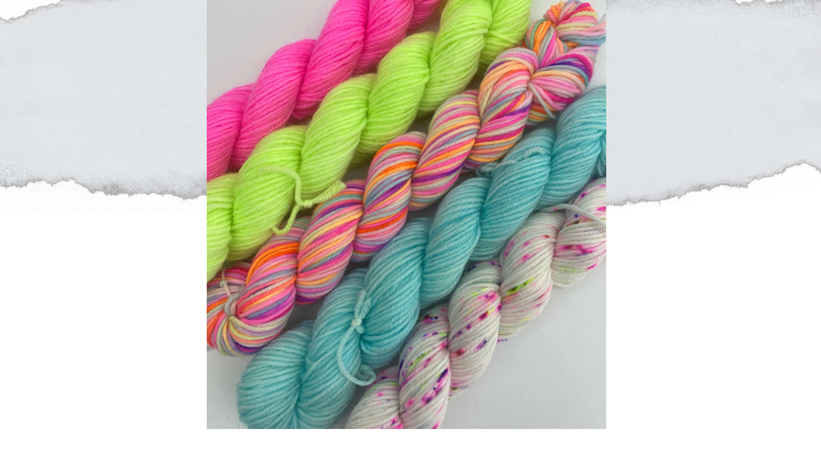 Hand dyed yarn mini skeins before they are wound into a ball and ready to use