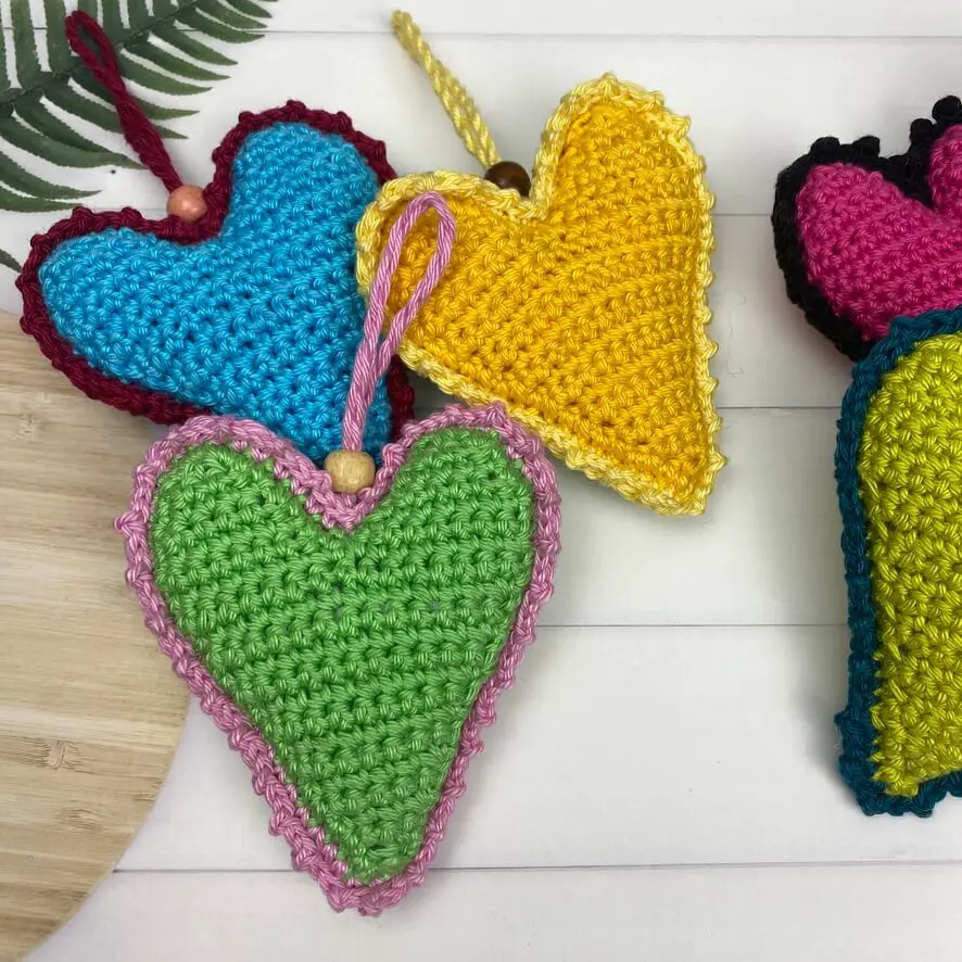 crochet hearts with hangers