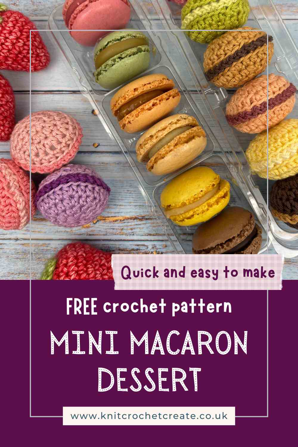 Pinterest Pin for Free Crochet Macaron Pattern