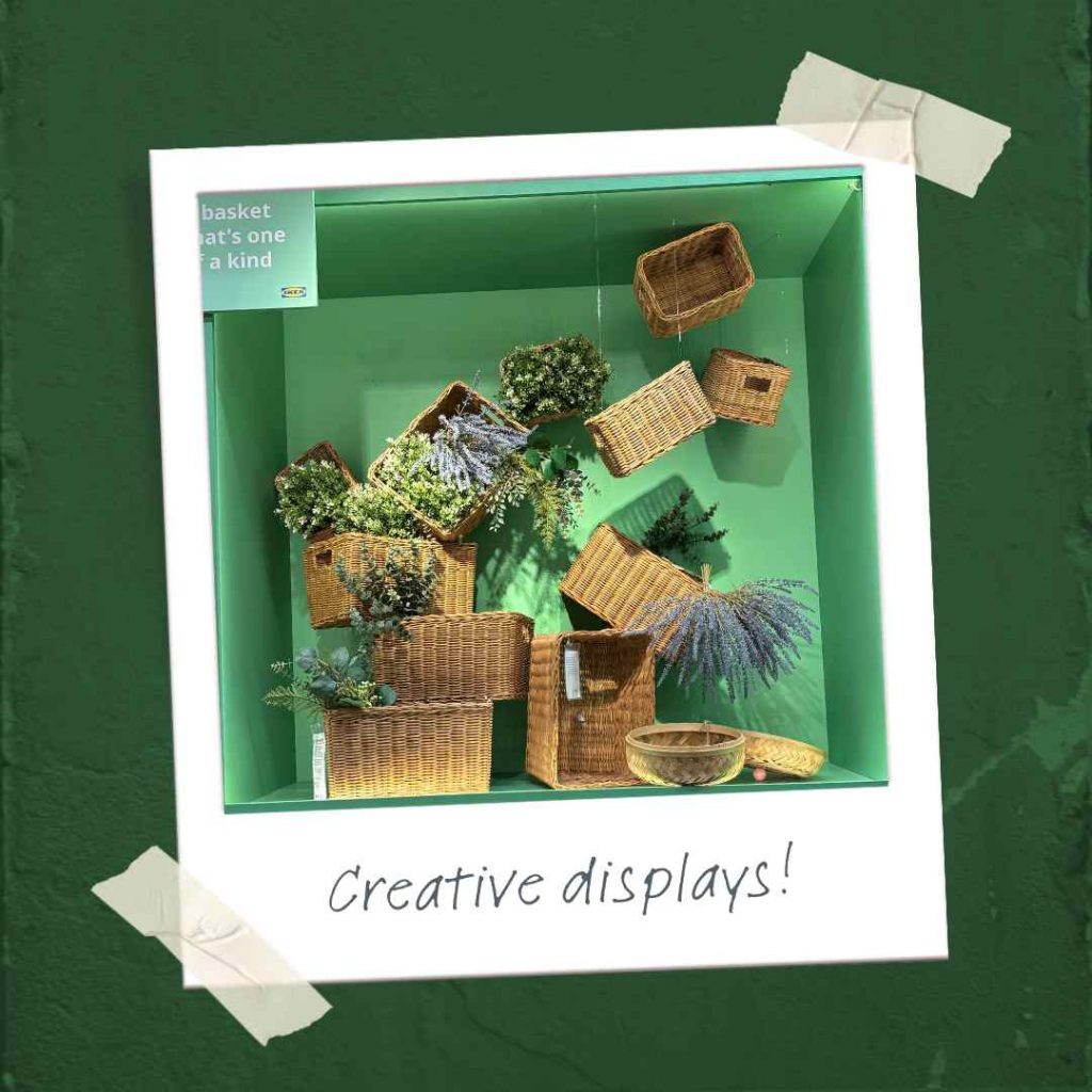 Display of Baskets at IKEA in a green frame