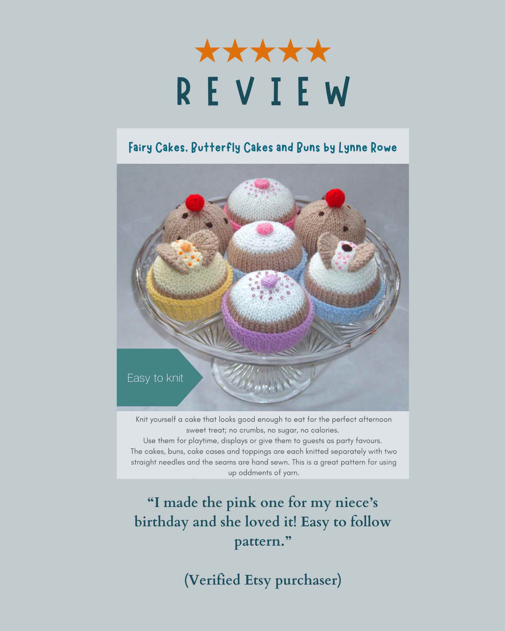 5 sar review of knitted cakes pattern