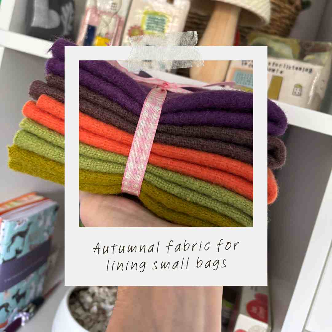 autumnal squares of fabric for lining bags and purses