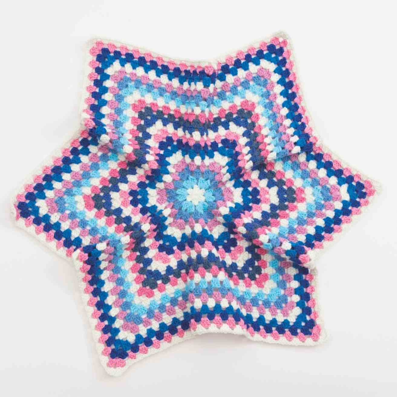 Showing hexagon cardigan before folding into L-shape