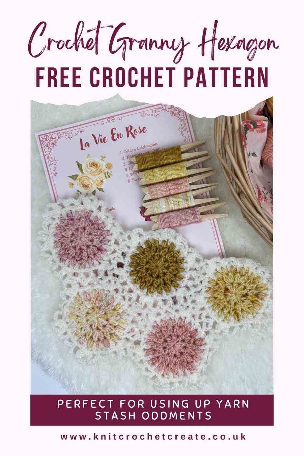 Crochet Granny Hexagon Motifs made from free pattern, joined together using join as you go crochet method. 