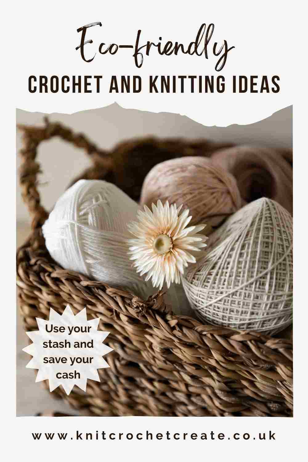 A slide highlighting the blog post focus of eco-friendly knitting and crochet ideas.