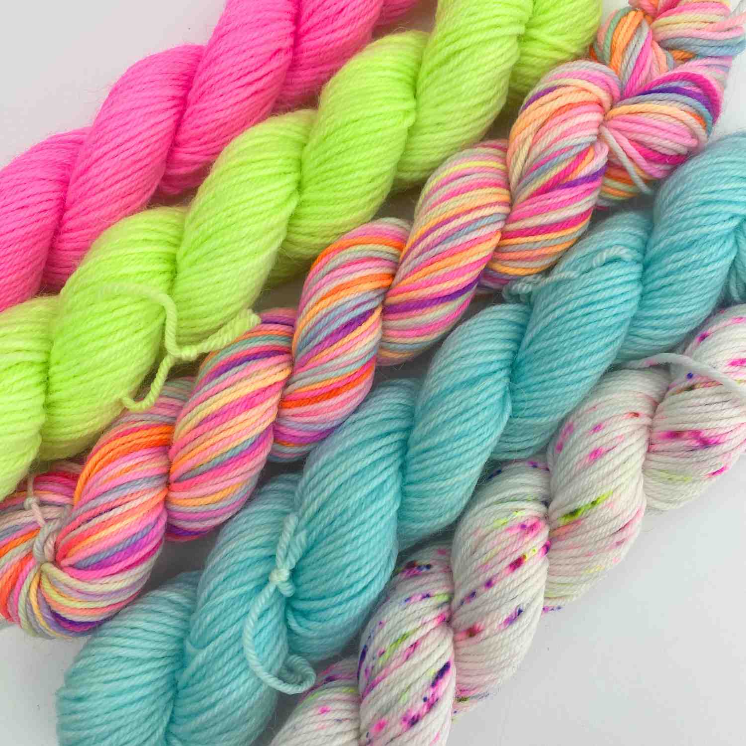 Mini skeins in bright yarn for eco-friendly stash busting projects for knitting or crochet