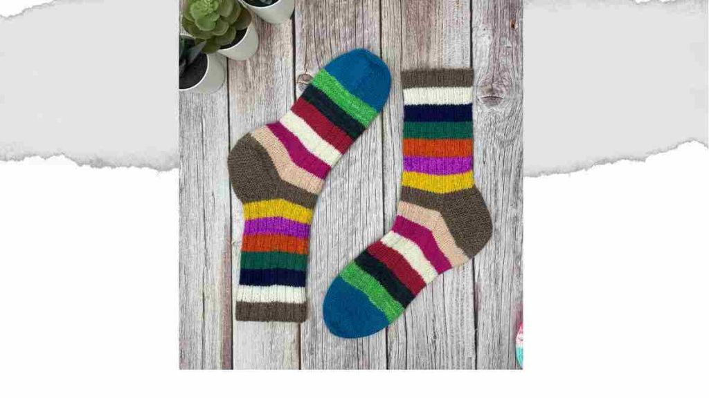 Striped Socks made from Free Stash Yarn Socks Knitting Pattern for yarn stash oddments