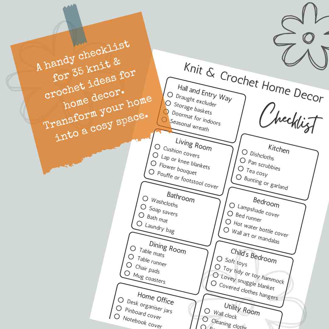 Checklist for 35 knit & crochet ideas for cosy home decor