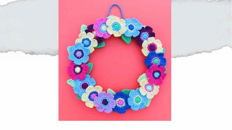 Header for Crochet Flower Wreath Free Pattern