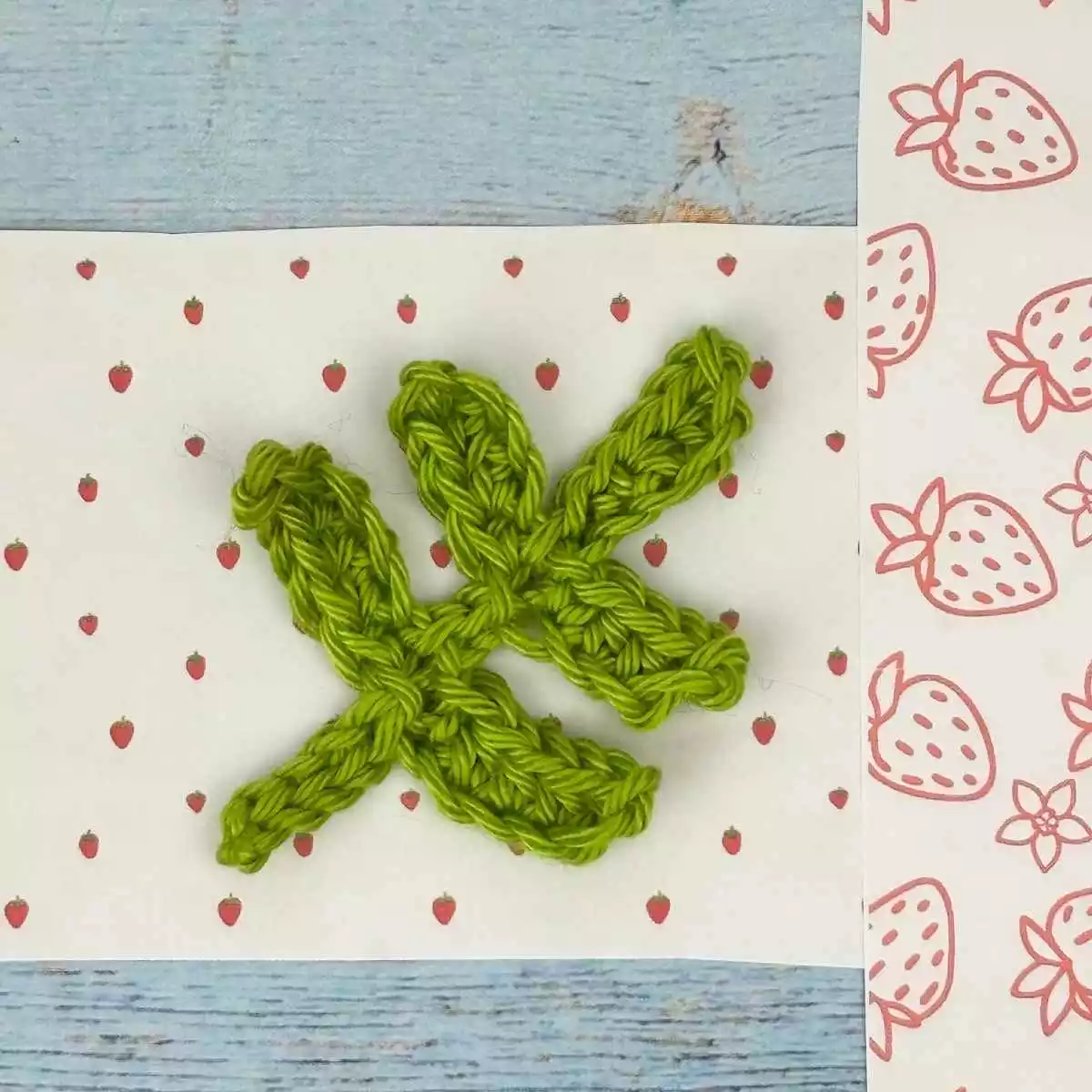Crochet leaf stem.