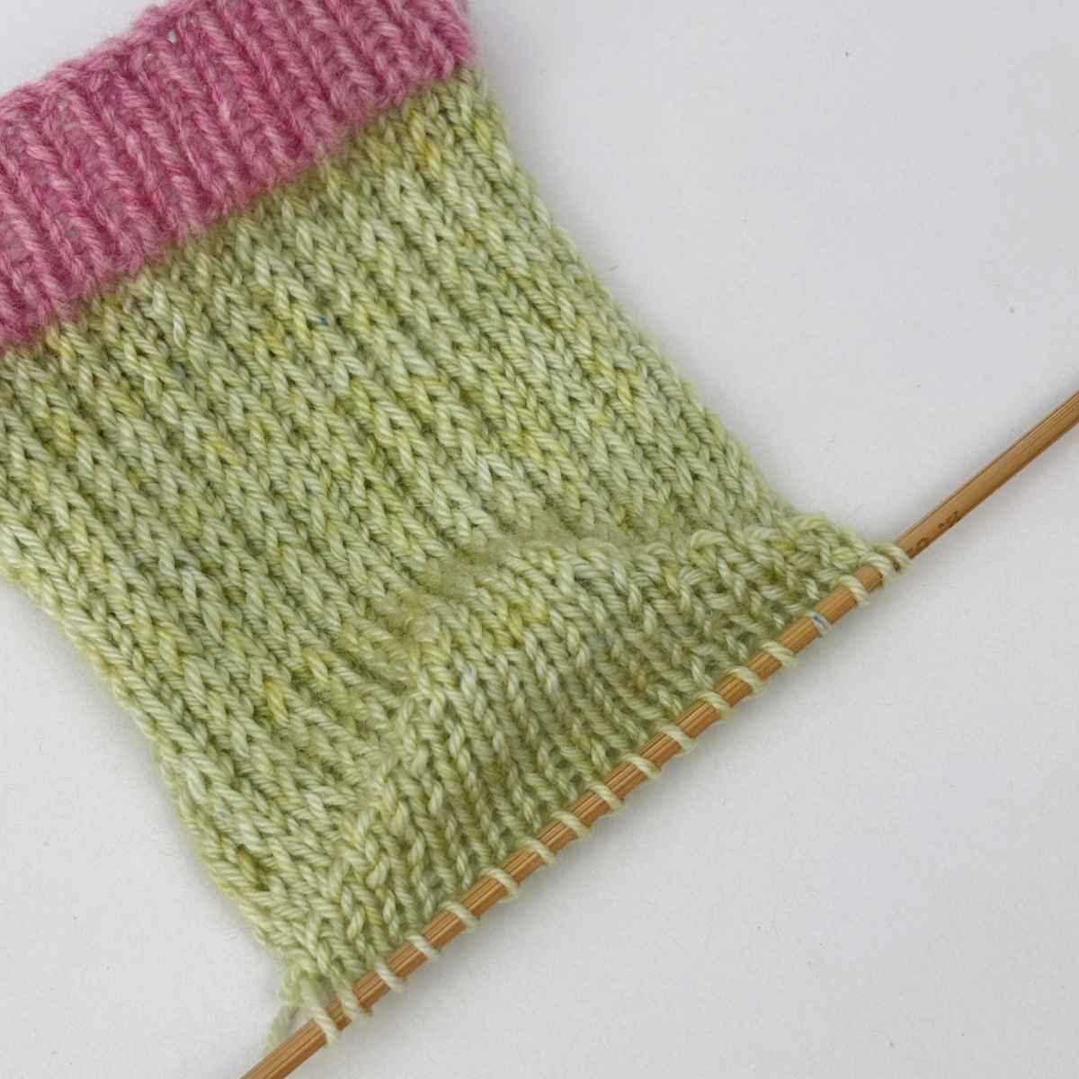 showing heel turn for knitted socks