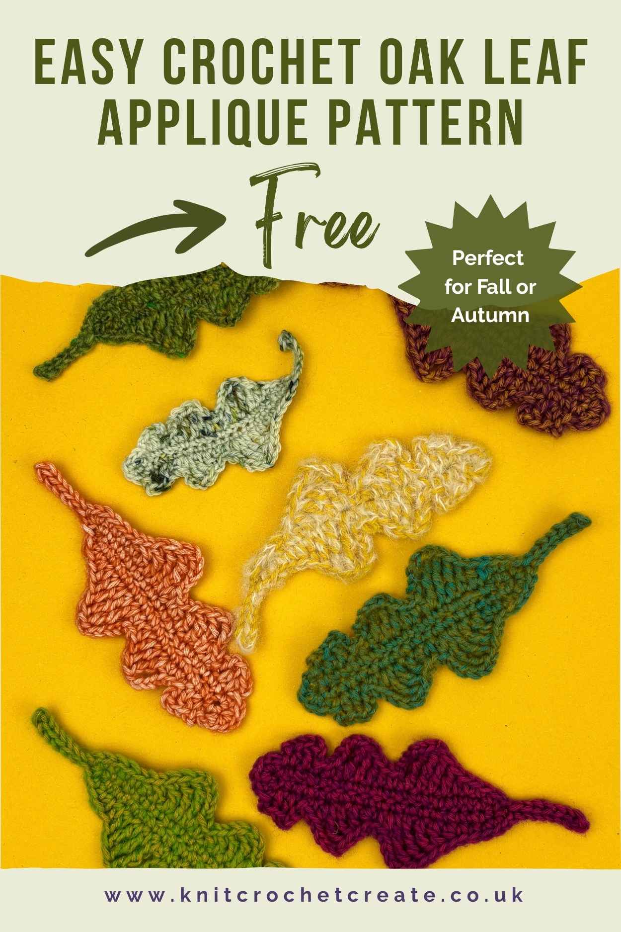 Rustic autumn leaves in DK yarn for garlands, wreaths and appliqués. Crochet pattern.